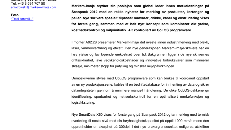 Total kontroll over merkingen din med de siste produktnyhetene fra Markem-Imaje