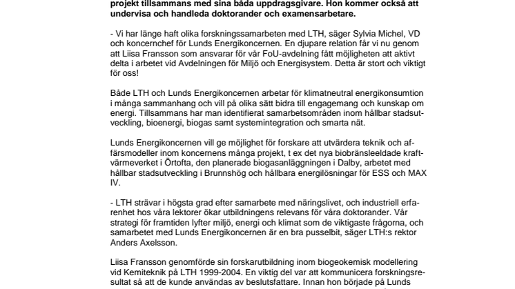 Lunds Energikoncernen och LTH-doktorander till nytta för varandra