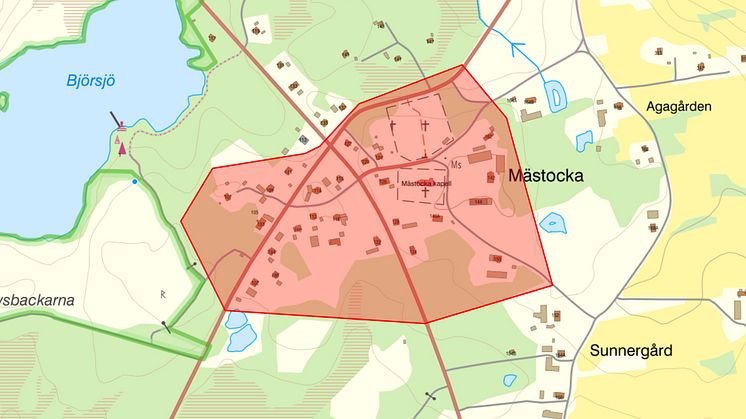 Om du bor inom rödmarkerat område i Mästocka rekommenderar Laholmsbuktens VA att du kokar ditt dricksvatten.