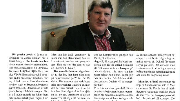Johan Ekman i Busstidningen 