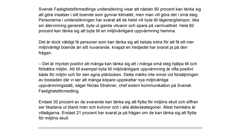 Få vill betala mer för miljövänligare boende