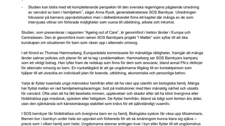 Ny studie: Ungdomar i alternativ omsorg rustas dåligt för vuxenlivet med social utslagning som följd