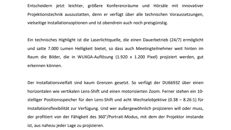 Entscheidung leicht gemacht – Leistungsstarker Familienzuwachs mit dem DU6693Z von Vivitek