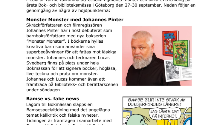 Välkommen till Egmont på Bokmässan 2018: Rysliga barnböcker, källkritik med världens starkaste björn och en 70-årsfirande anktidning