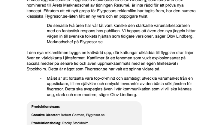 Flygresor.se tar kattfilmen till en ny nivå