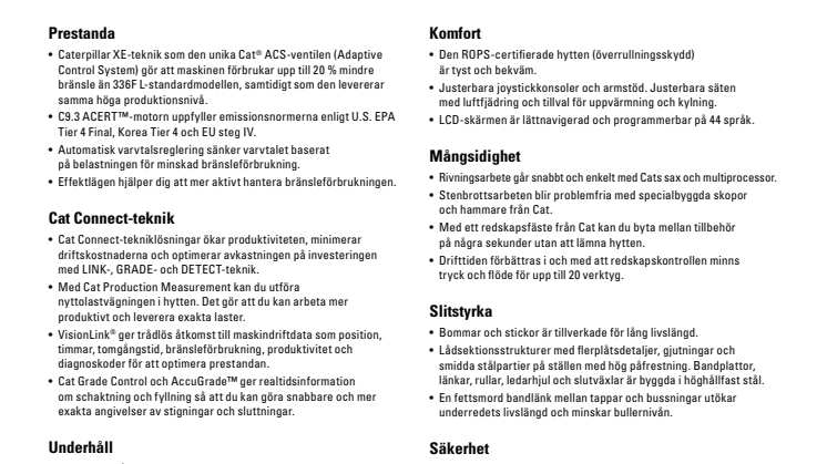 Produktbroschyr: Cat 336F XE hybridgrävmaskin
