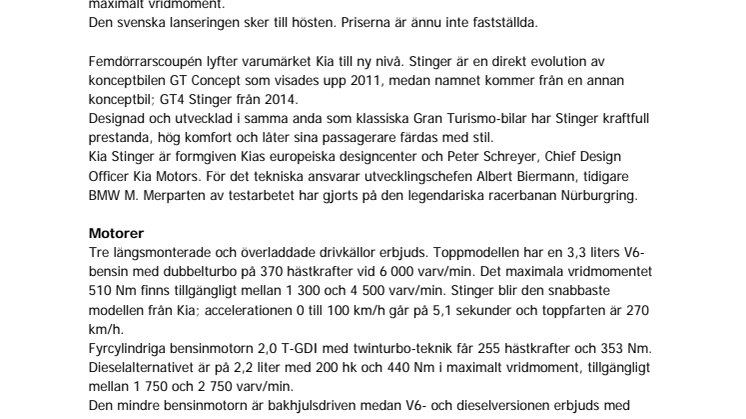 Stinger till Europa med nytt motoralternativ