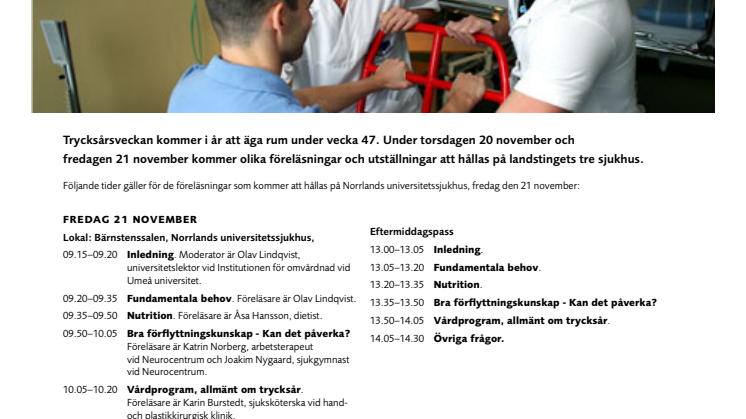 Program för trycksårsveckan 2014