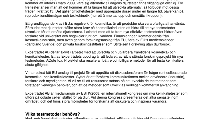 Nya metoder att testa kosmetika är på gång!