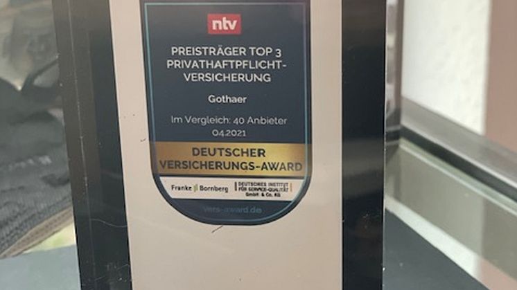 Deutscher Versicherungs-Award 2021 goes to… Privat-, Tierhalterhaftpflicht und Krankenzusatz-Versicherung der Gothaer gewinnen Award