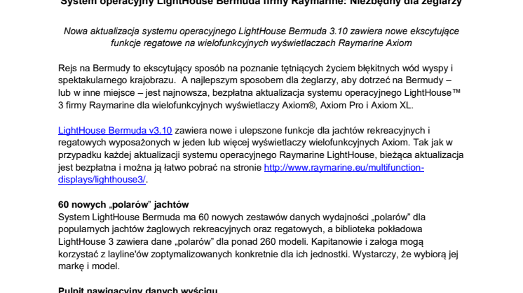System operacyjny LightHouse Bermuda firmy Raymarine: Niezbędny dla żeglarzy