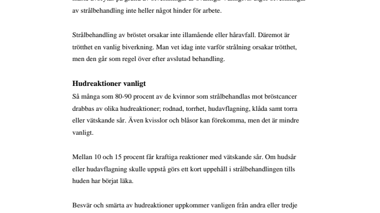 Fakta om strålskador vid bröstcancer