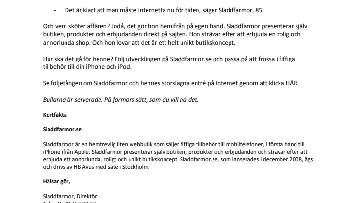 Sladdfarmor.se – Nu på Internet!