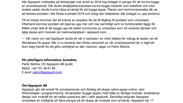 Appspotr lanserar utvecklarportal 