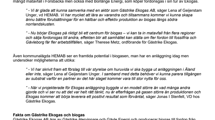 Nya affärssamarbeten ska öka Ekogas produktion och försäljning av biogas