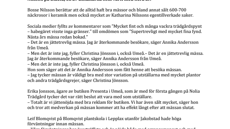 ​Utställare och besökare eniga – bästa Nolia Trädgård hittills