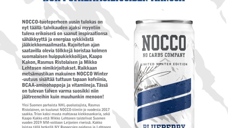NOCCO lanseeraa uuden talvisen kausimaun yhteistyössä suomalaisten huippukiekkoilijoiden kanssa