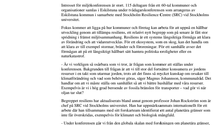 Sårbarhet i fokus under miljökonferens i Eskilstuna 