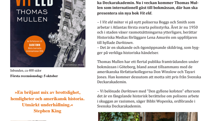 Författaren till Årets bästa översatta kriminalroman kommer till Bok & Bibliotek i Göteborg med sin nya bok