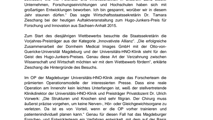 Hugo-Junkers-Preis 2015 gestartet