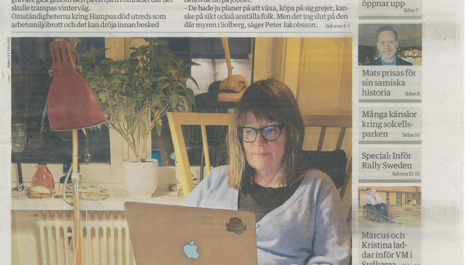 Nordsveriges regionala tidning lyfter fram Madelene Edlunds "Vi kom från Johannes"