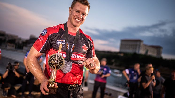 Kanadensaren Stirling Hart tog hem titeln Champions Trophy 2018. Foto: STIHL TIMBERSPORTS®.
