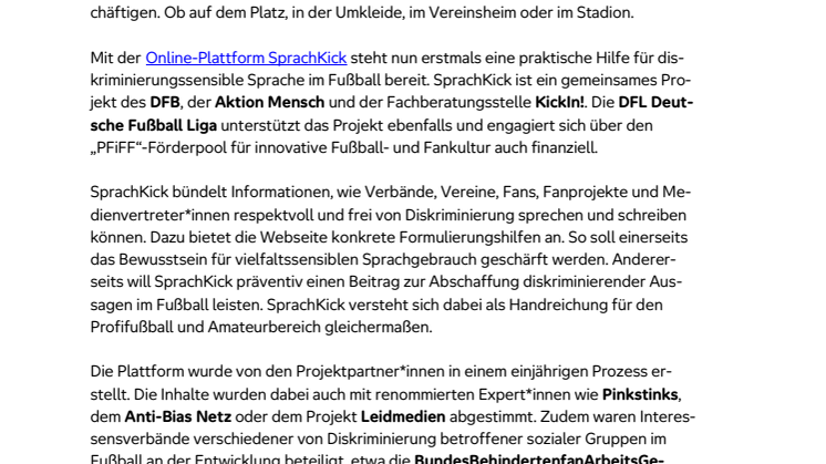 Praktische Hilfe für diskriminierungsfreie Sprache im  Fußball: „SprachKick“ ab sofort online
