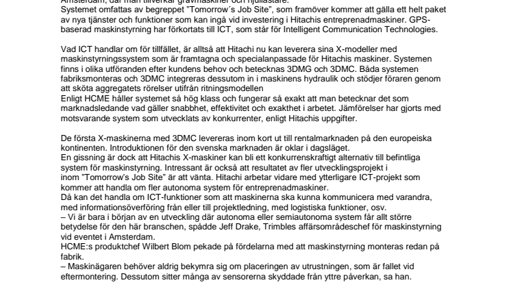 ​Hitachi lanserar egen maskinstyrning