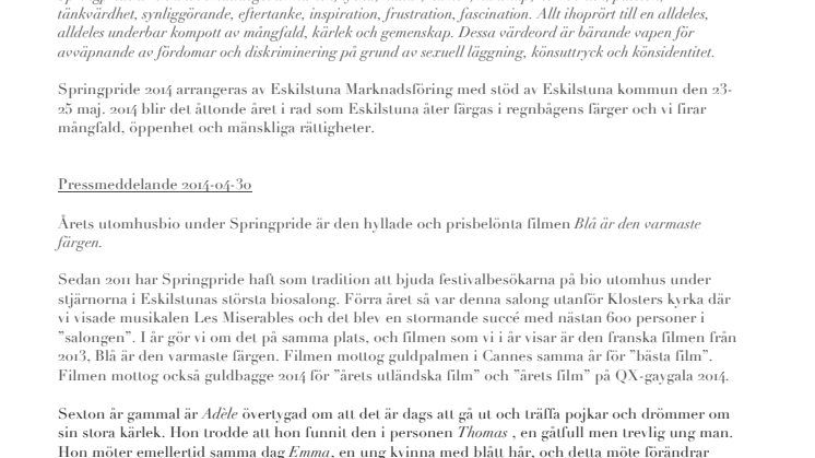 Springprides utomhusbio 2014: Blå är den varmaste färgen