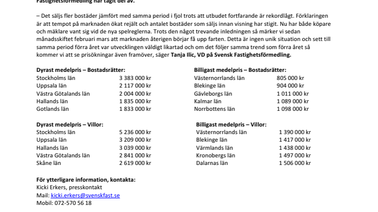 Kommentar till Svensk Mäklarstatistik: ”Liknande start som under rekordåret 2015”