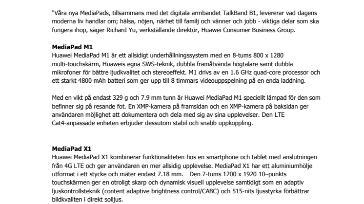 Huawei presenterar två nya surfplattor och företagets första digitala armband