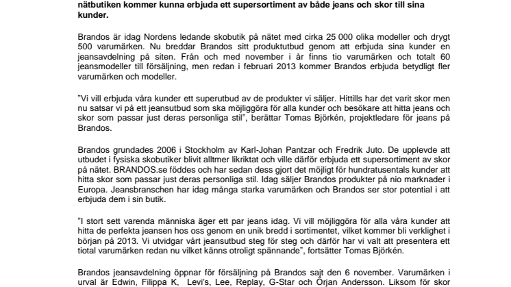 Nordens ledande skobutik på nätet satsar på jeans 