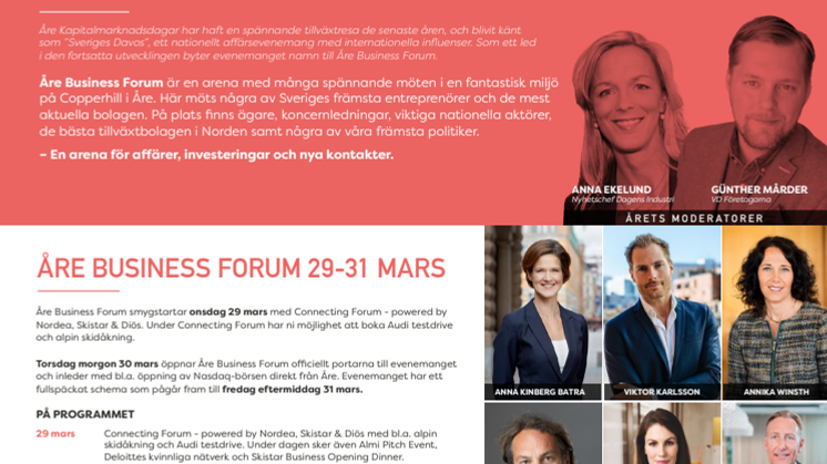 Inbjudan Åre Business Forum 29-31 mars 2017