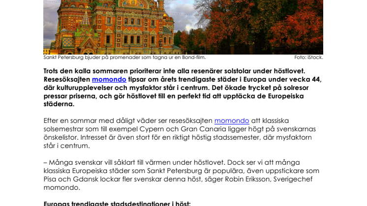 Europas trendigaste höststäder 