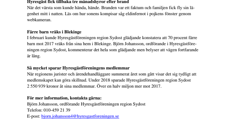 ​Hyresgästföreningen summerar 2019 i Blekinge