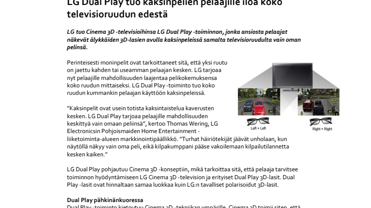 LG Dual Play tuo kaksinpelien pelaajille iloa koko televisioruudun edestä
