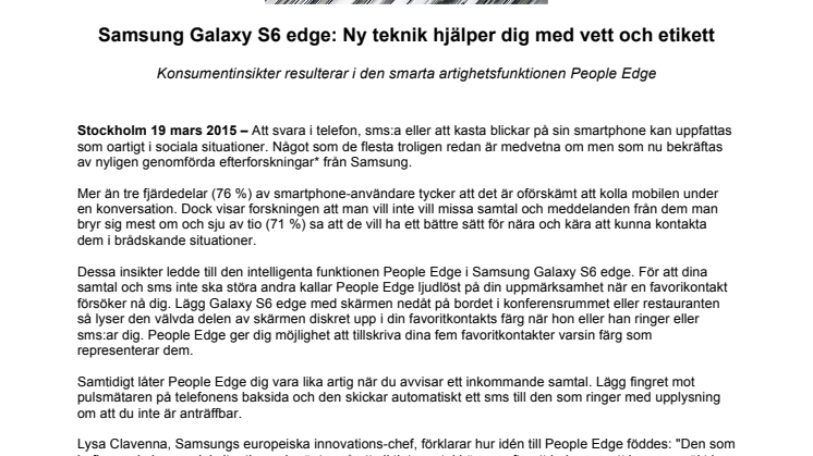 Samsung Galaxy S6 edge: Ny teknik hjälper dig med vett och etikett 