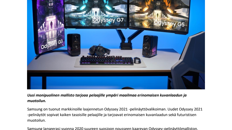Samsung julkisti laajennetun Odyssey 2021 -pelinäyttövalikoimansa