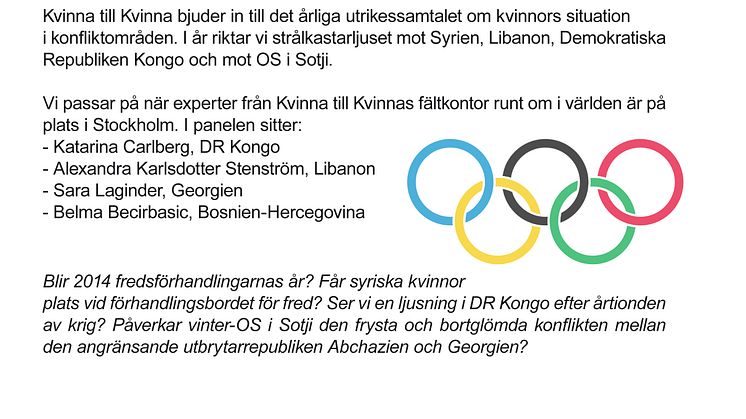 Välkommen till utrikessamtal – blir 2014 fredens år?