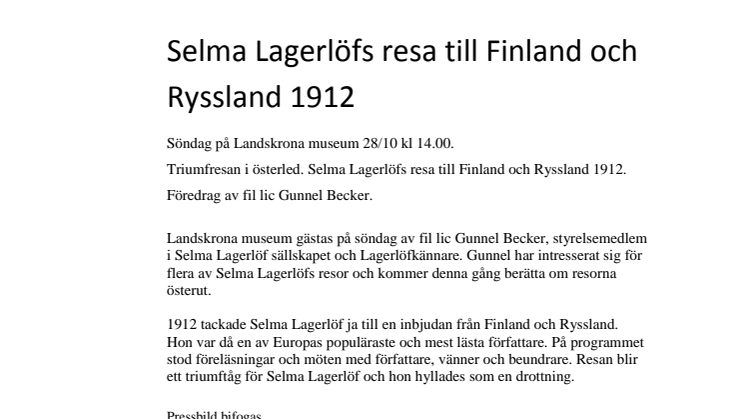 Selma Lagerlöfs resa till Finland och Ryssland 1912