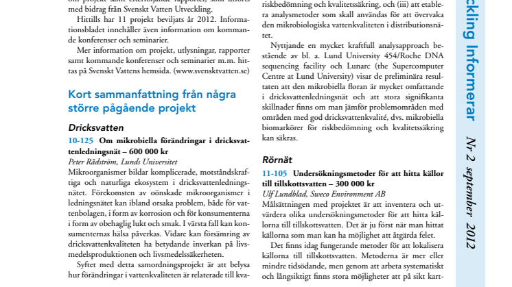 SVU:s Informationsblad Nr 2 september 2012