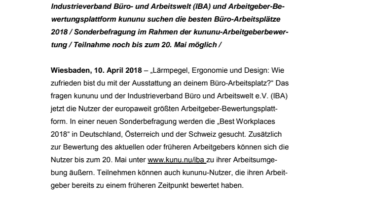 kununu-Umfrage „Best Workplace 2018“ – Wie zufrieden sind Mitarbeiter mit ihrem Büro-Arbeitsplatz?