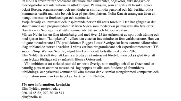 Årets förebild klar när Nolia Karriär hålls på fyra orter i Norrland