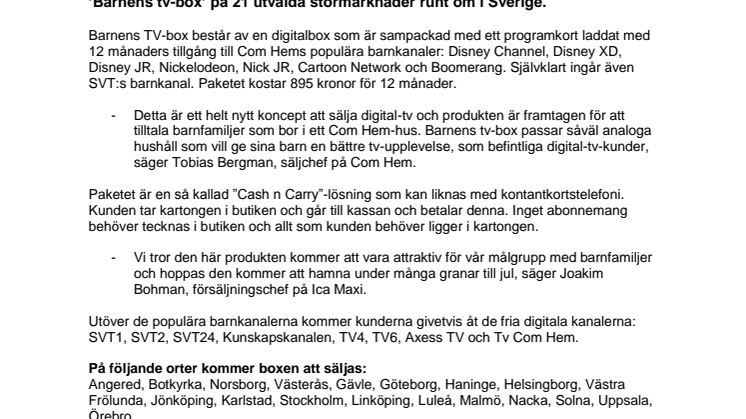 Com Hem inleder säljsamarbete med Ica Maxi