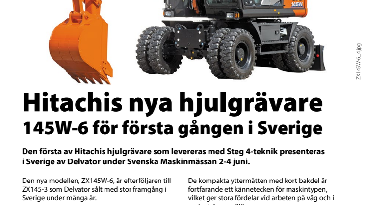 Hitachis nya hjulgrävare 145W-6 på Svenska Maskinmässan