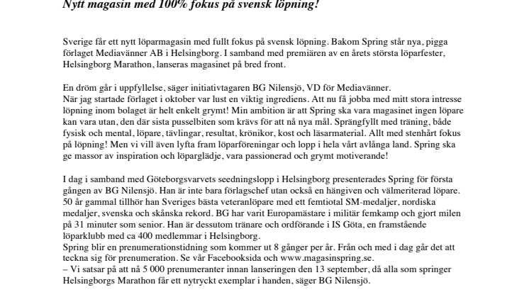 Nytt magasin med 100% fokus på svensk löpning!
