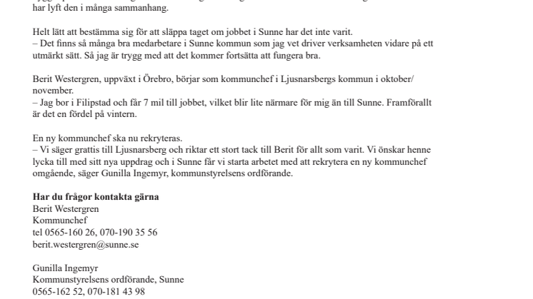 Kommunchefsjobbet i Sunne blir ledigt