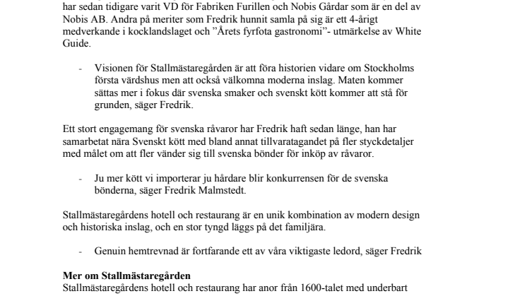 Stallmästaregården får ny VD