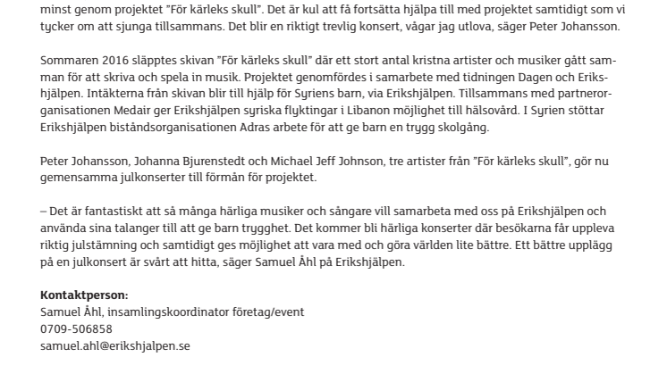 Julkonsert för Syriens barn