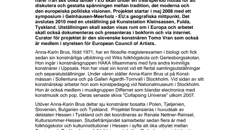 Anna-Karin Brus deltar i nytt europeiskt konstprojekt
